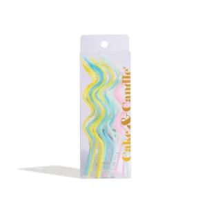 16pk Pastel Rainbow Swirly Cake Candles by Cake & Candle 13cm