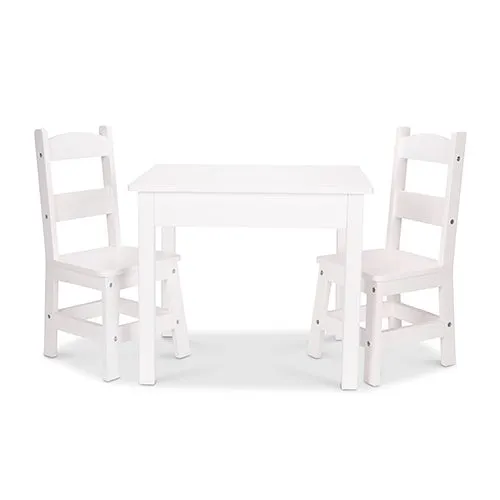 3pc Wooden Table & Chairs Set White - Ages 3-6 Years