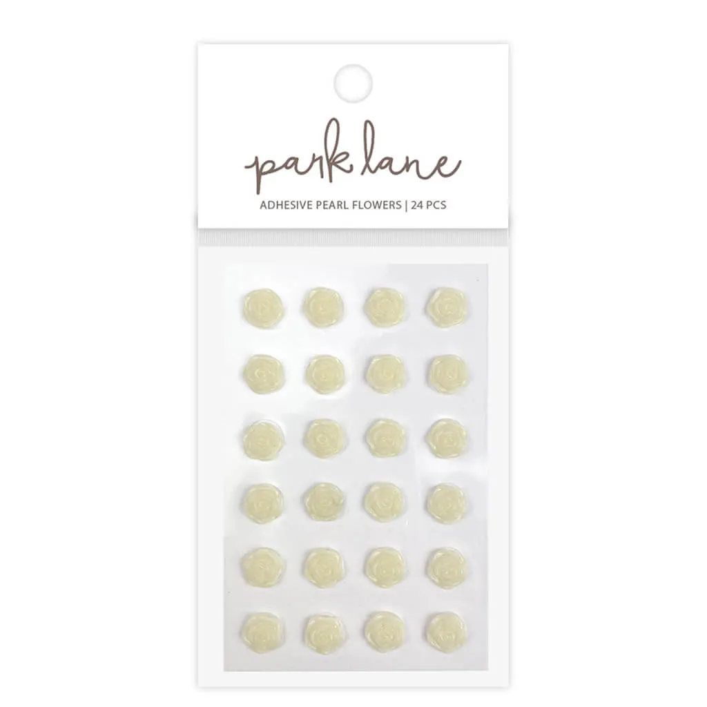 Adhesive Pearl Flowers Ivory 24pc