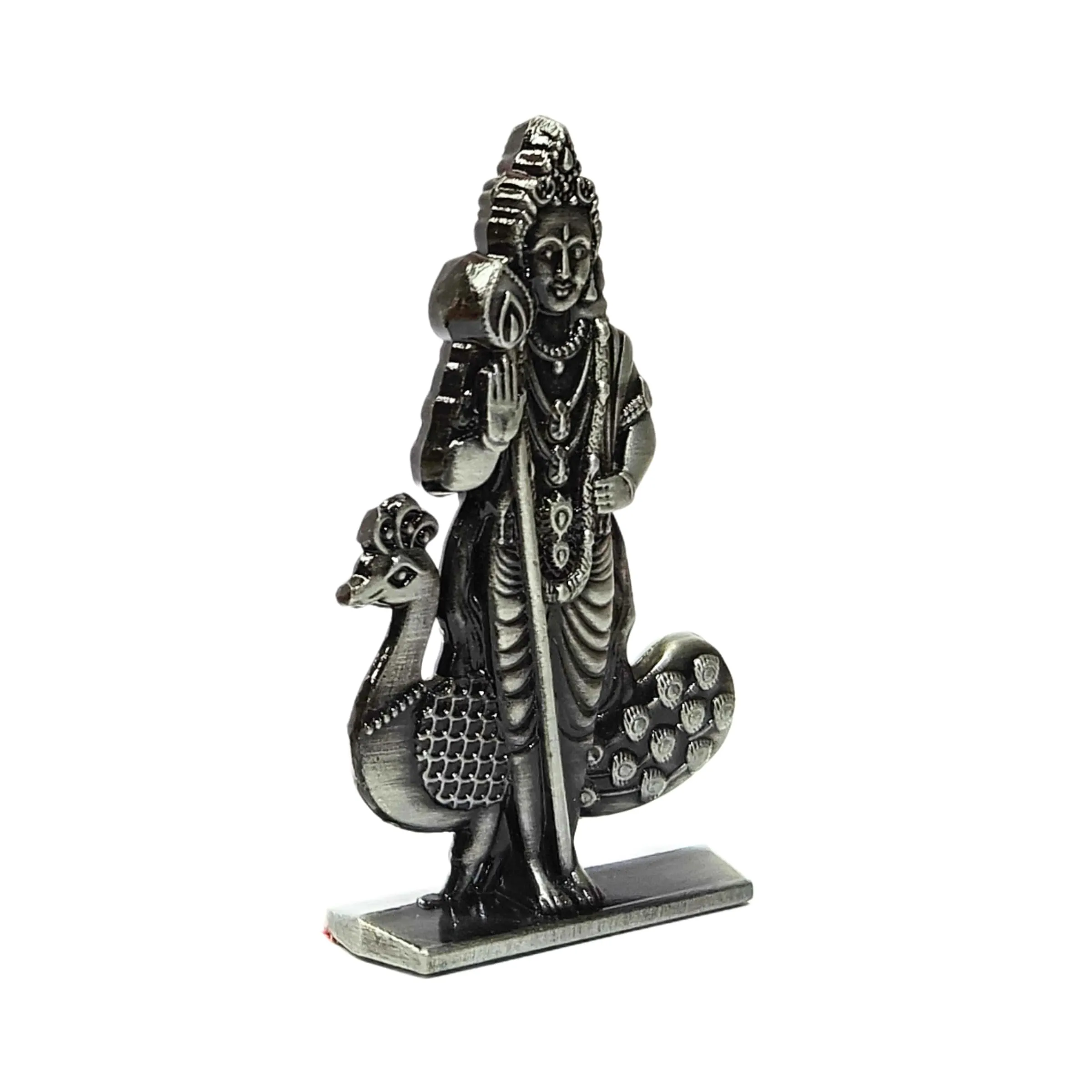 anciently Murugan Statue for Car Dashboard | Kartikeya Idol for Car Dashboard, Metal, 1 Piece (Silver Colour)