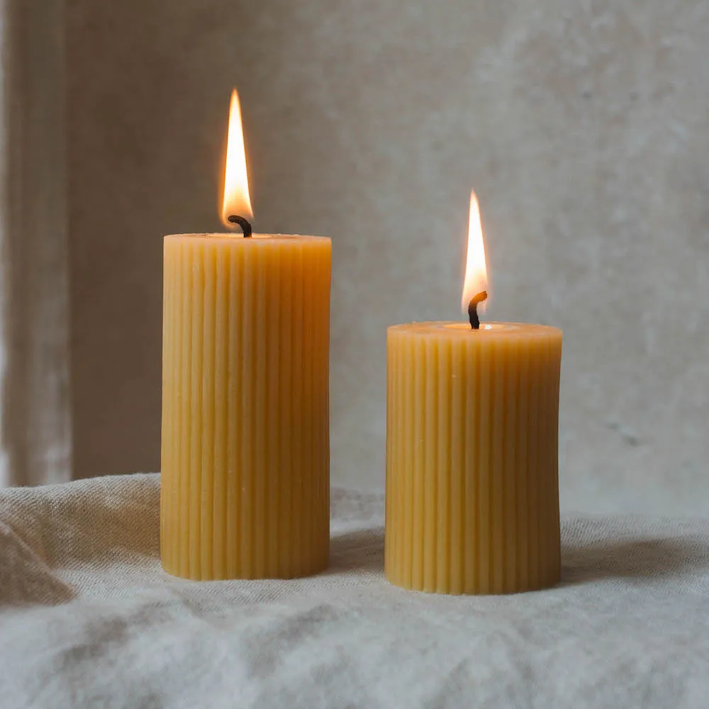 Beeswax Candles Organic | Cylinder Candle Pair