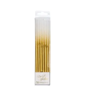 Birthday Candles Gold & White - 16pkg