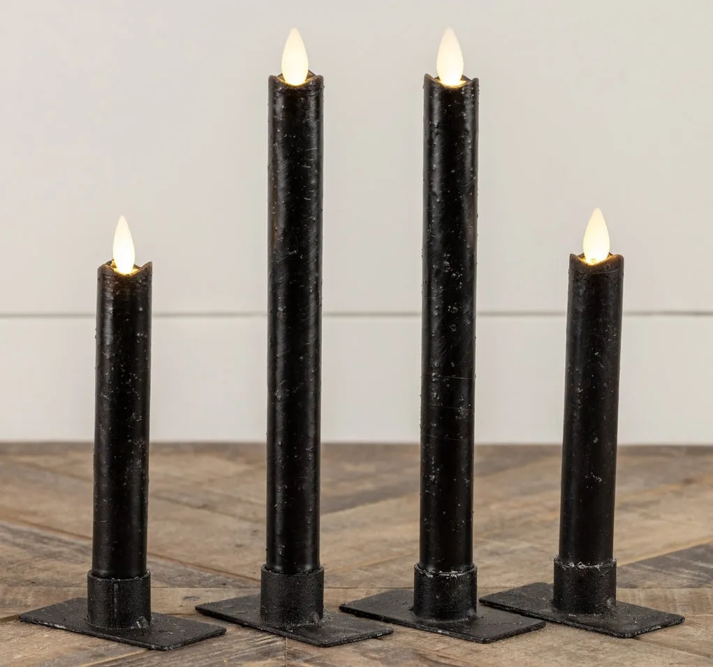 Black Taper Candles with Moving Flame