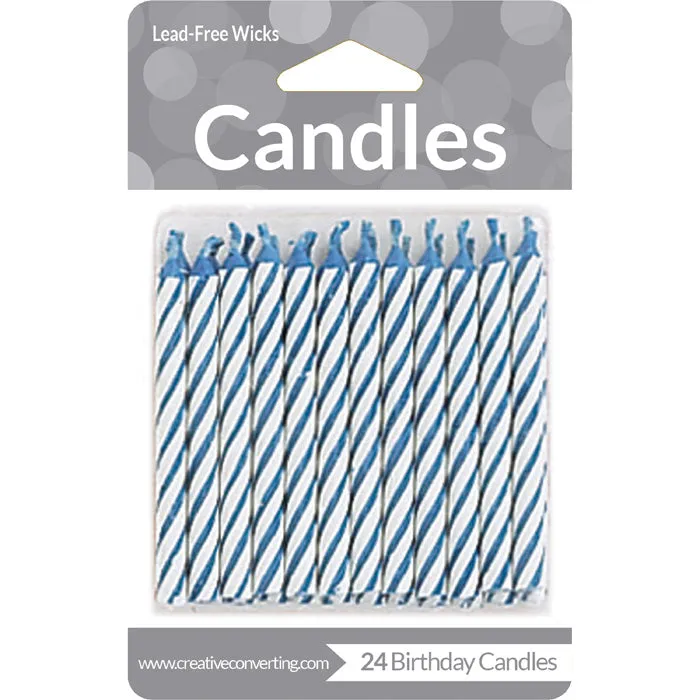 Bulk Blue Striped Candles (288 per Case)