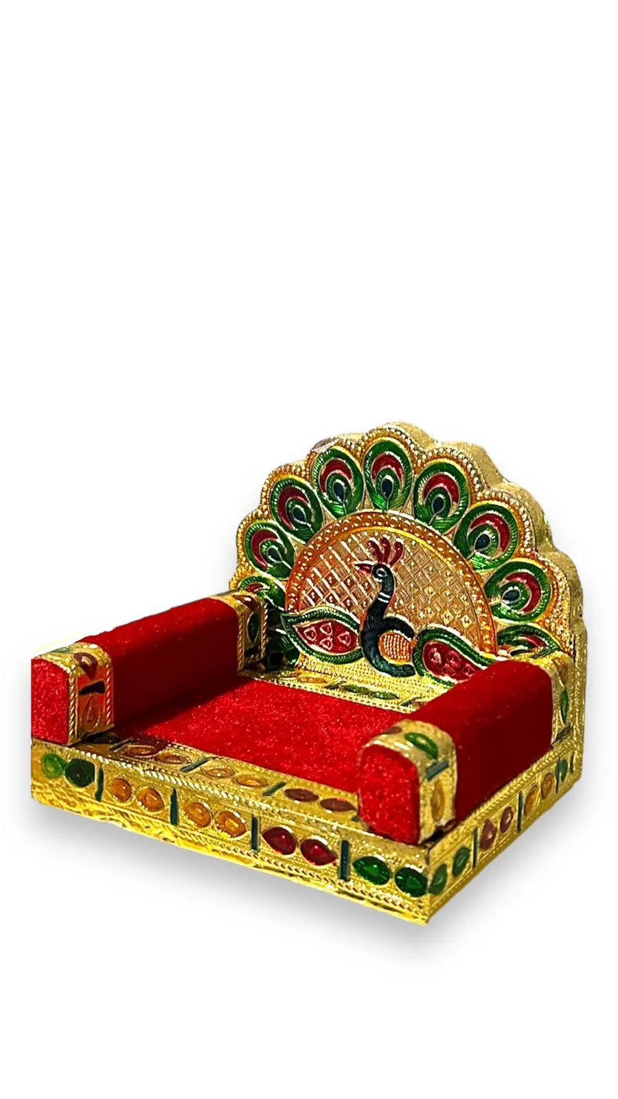 CART PRO - Wooden Singhasan for Laddu Gopal: Handcrafted Krishna Ladoo Gopal/Laddu Bal Gopal Sinhasan with Intricate Design - Perfect for Pooja Mandir and Krishna Sofa Asan Size 0-3 (1)