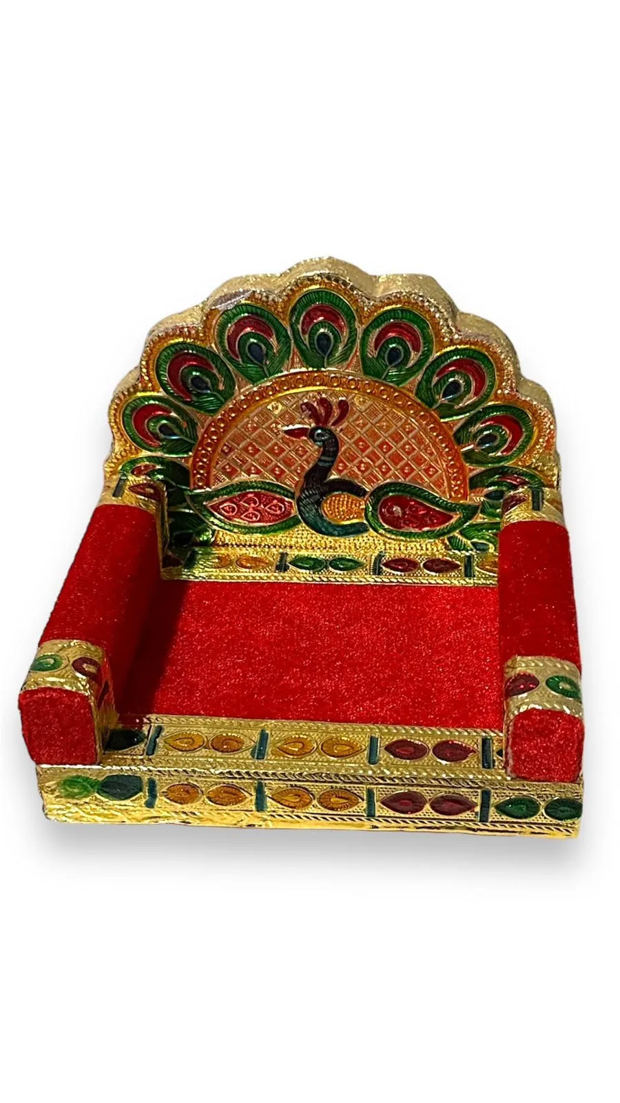 CART PRO - Wooden Singhasan for Laddu Gopal: Handcrafted Krishna Ladoo Gopal/Laddu Bal Gopal Sinhasan with Intricate Design - Perfect for Pooja Mandir and Krishna Sofa Asan Size 0-3 (1)