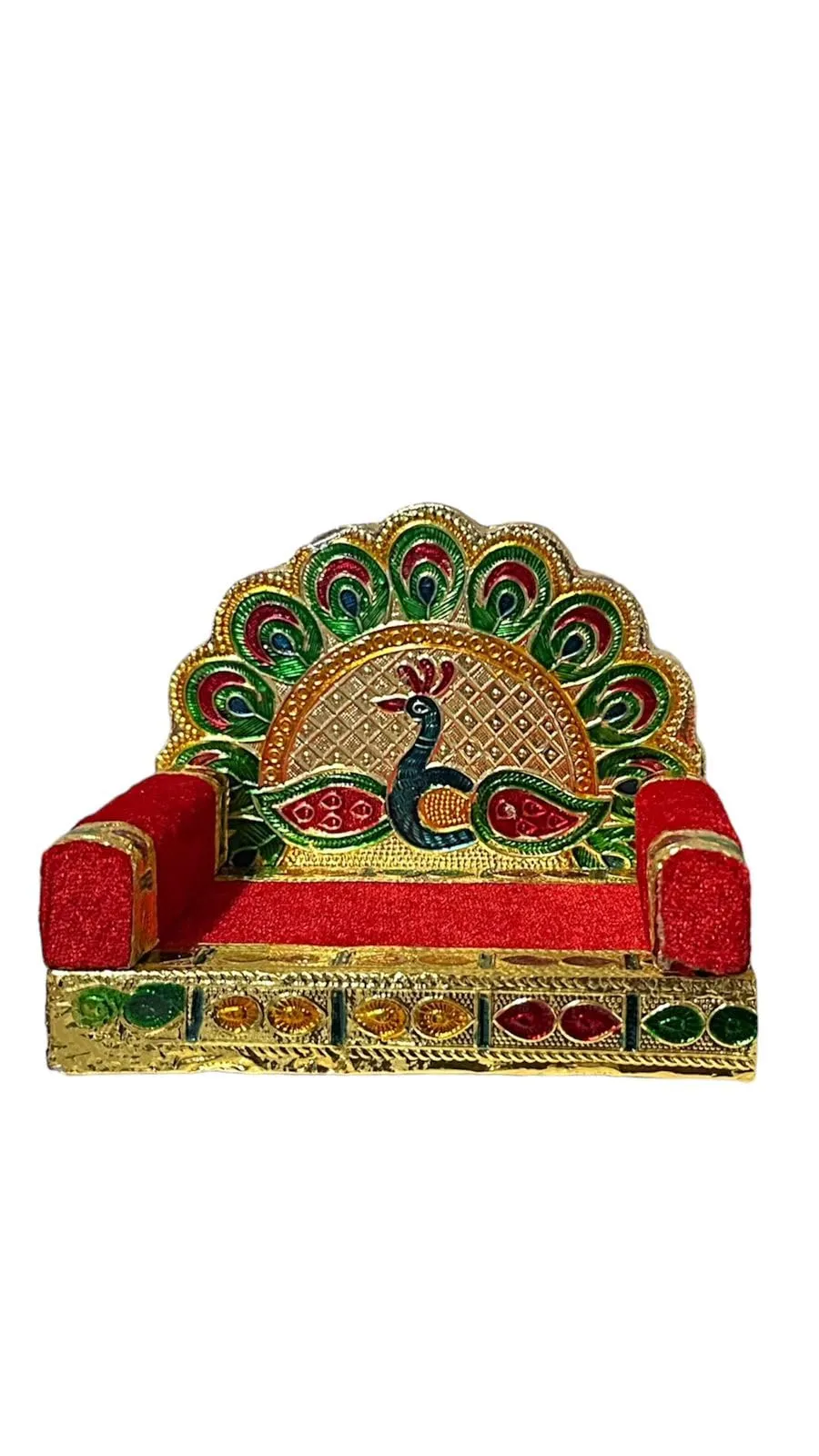 CART PRO - Wooden Singhasan for Laddu Gopal: Handcrafted Krishna Ladoo Gopal/Laddu Bal Gopal Sinhasan with Intricate Design - Perfect for Pooja Mandir and Krishna Sofa Asan Size 0-3 (1)