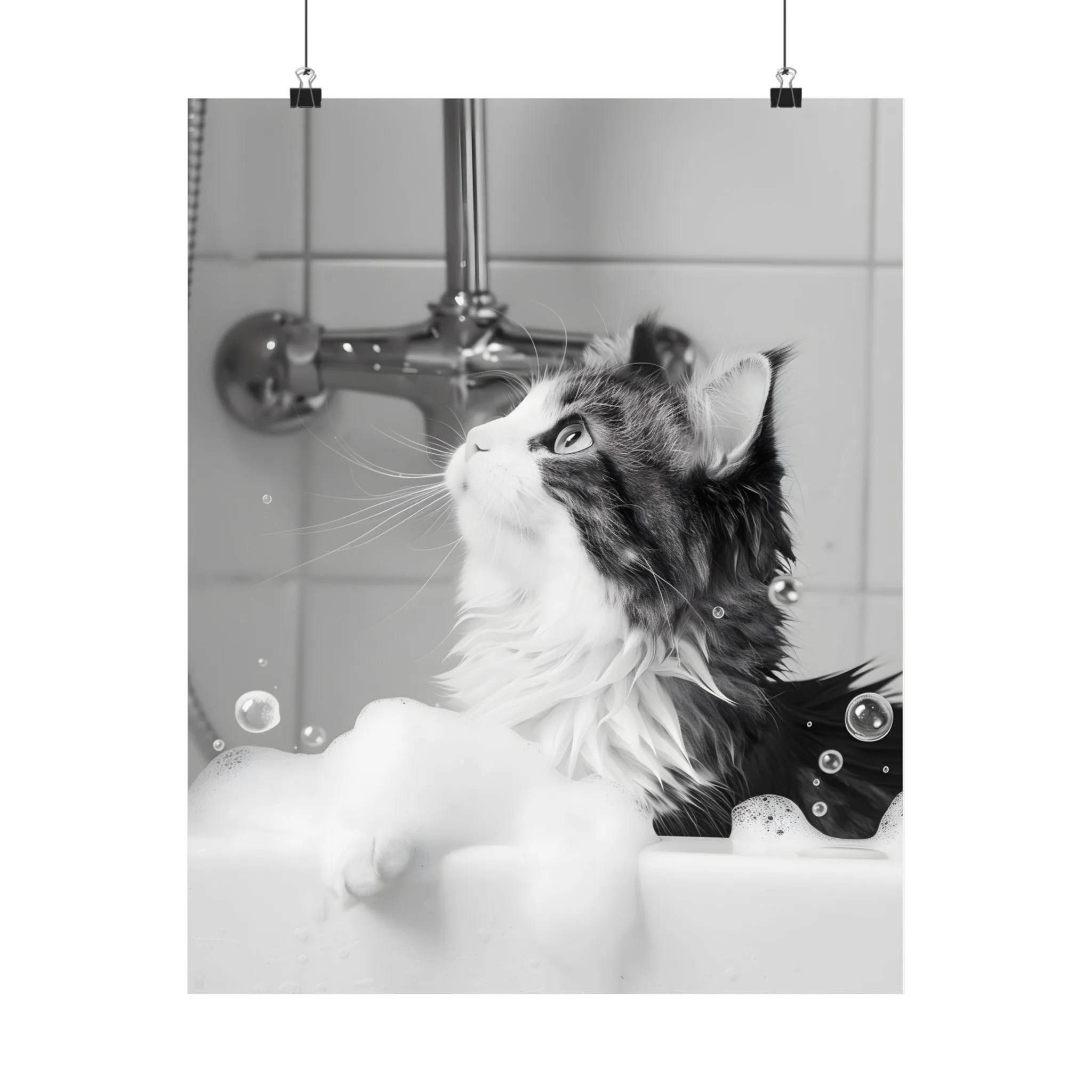 Cat in Bathtub Decor Poster