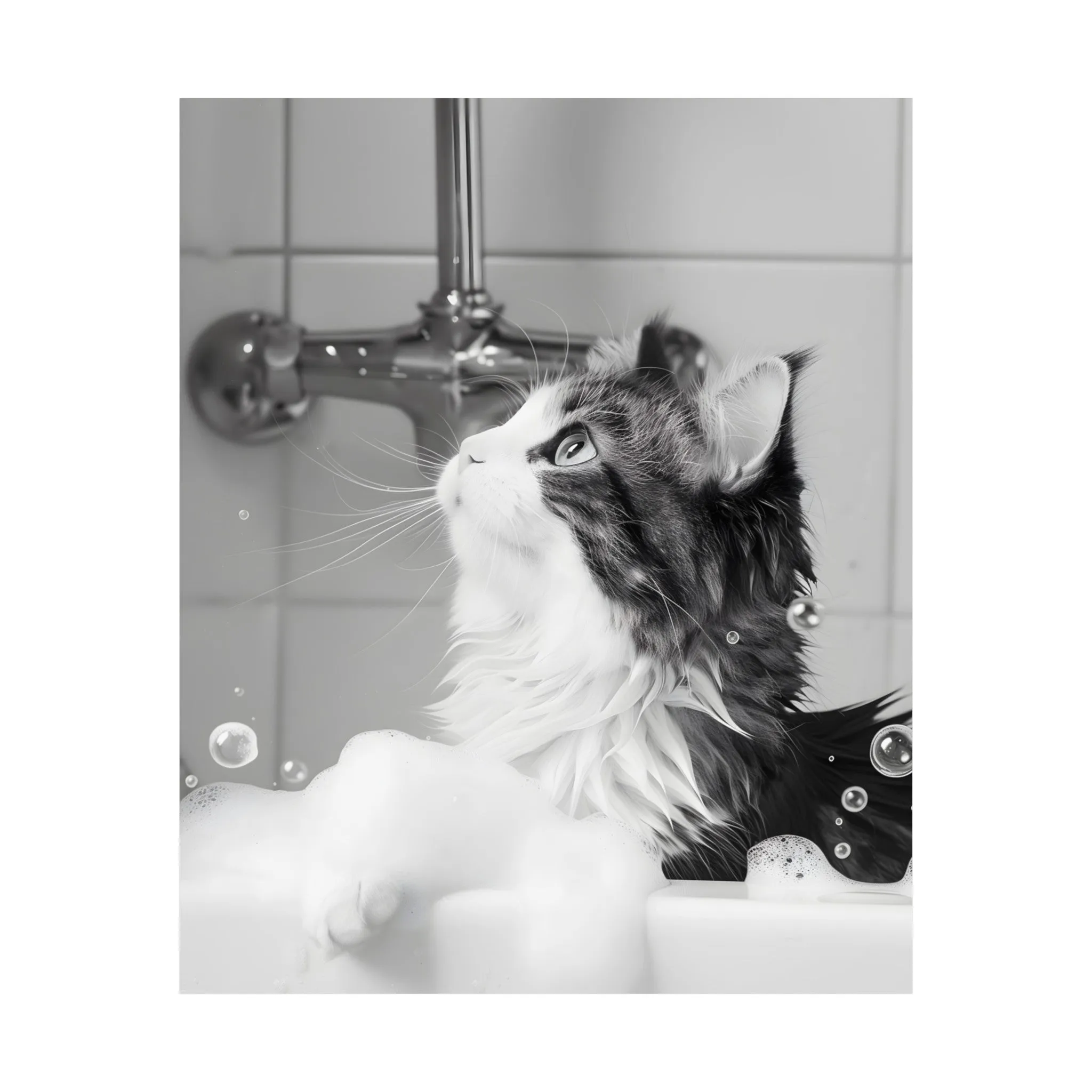 Cat in Bathtub Decor Poster