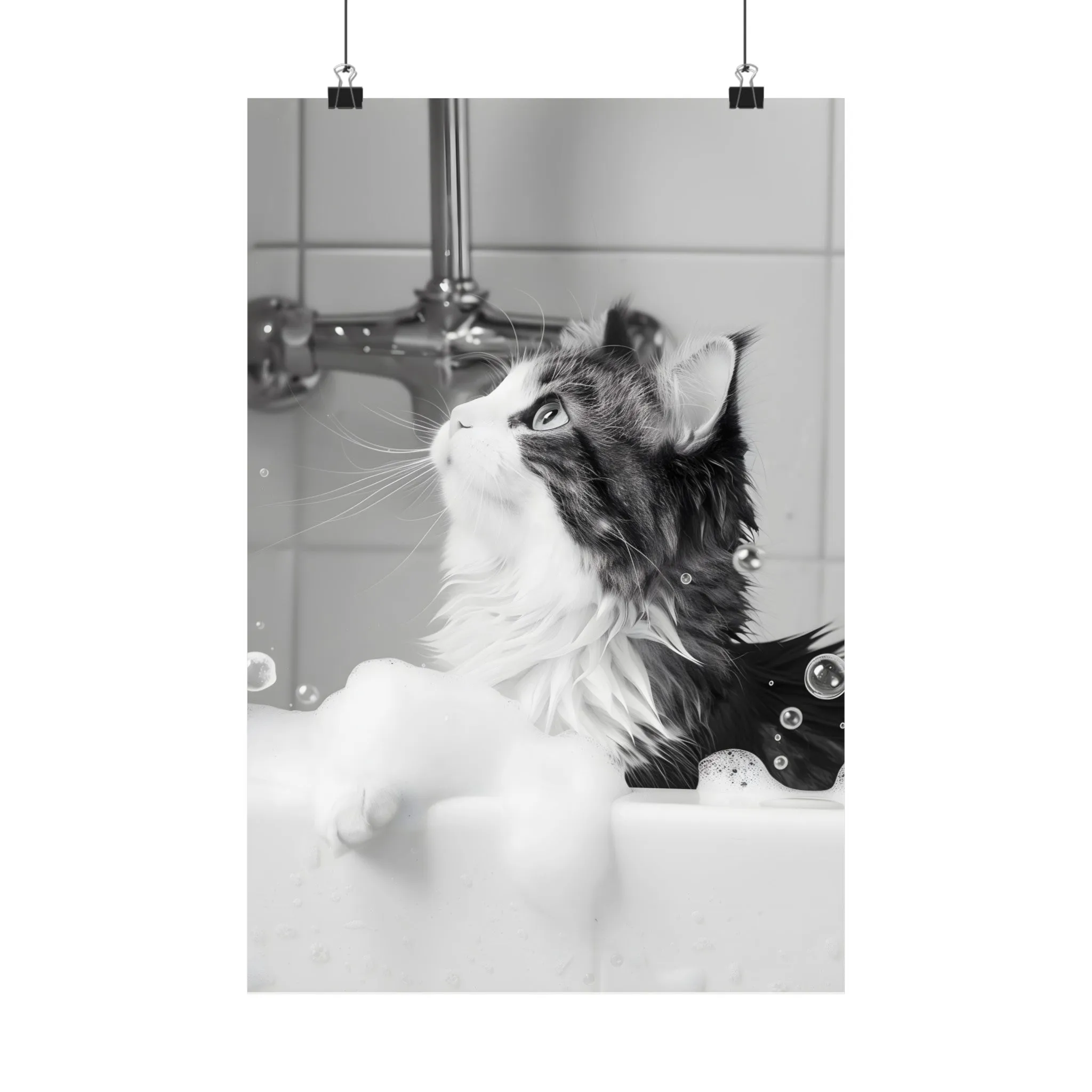 Cat in Bathtub Decor Poster