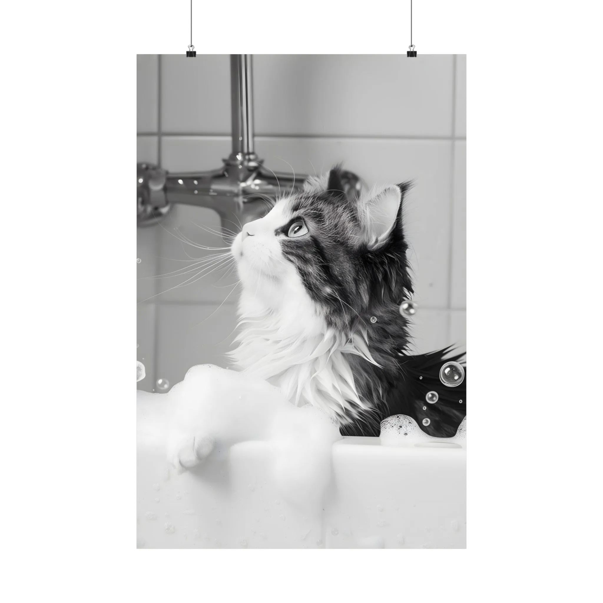 Cat in Bathtub Decor Poster