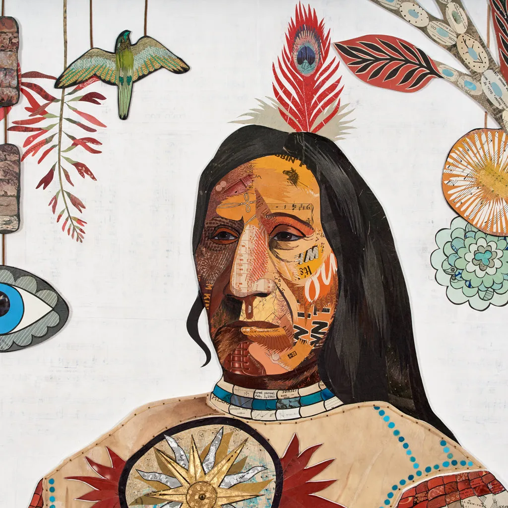 CUSTOM NATIVE AMERICAN PORTRAITS original paper collage