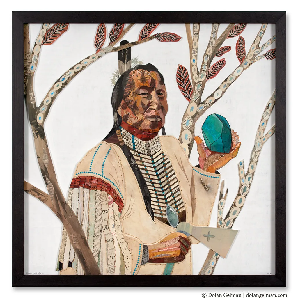 CUSTOM NATIVE AMERICAN PORTRAITS original paper collage