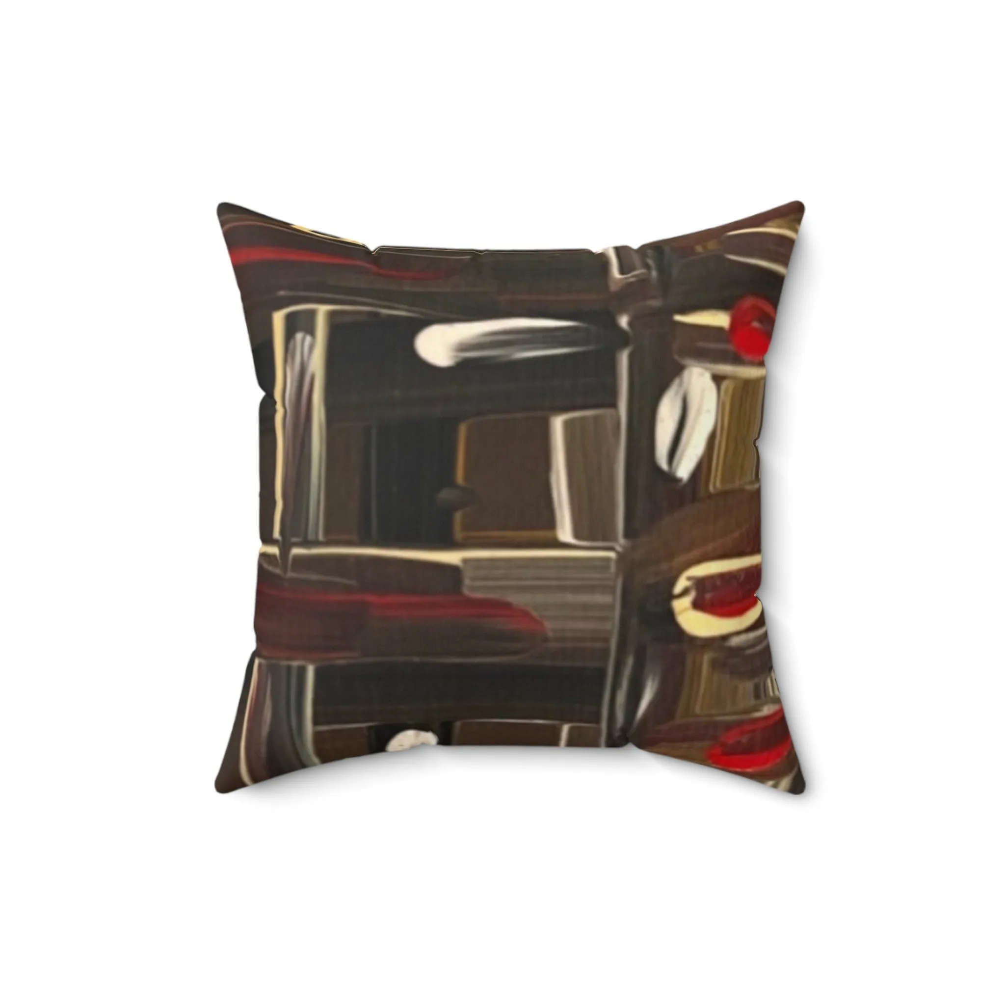 “Dark Cocoa Brushstrokes” Spun Polyester Square Pillow