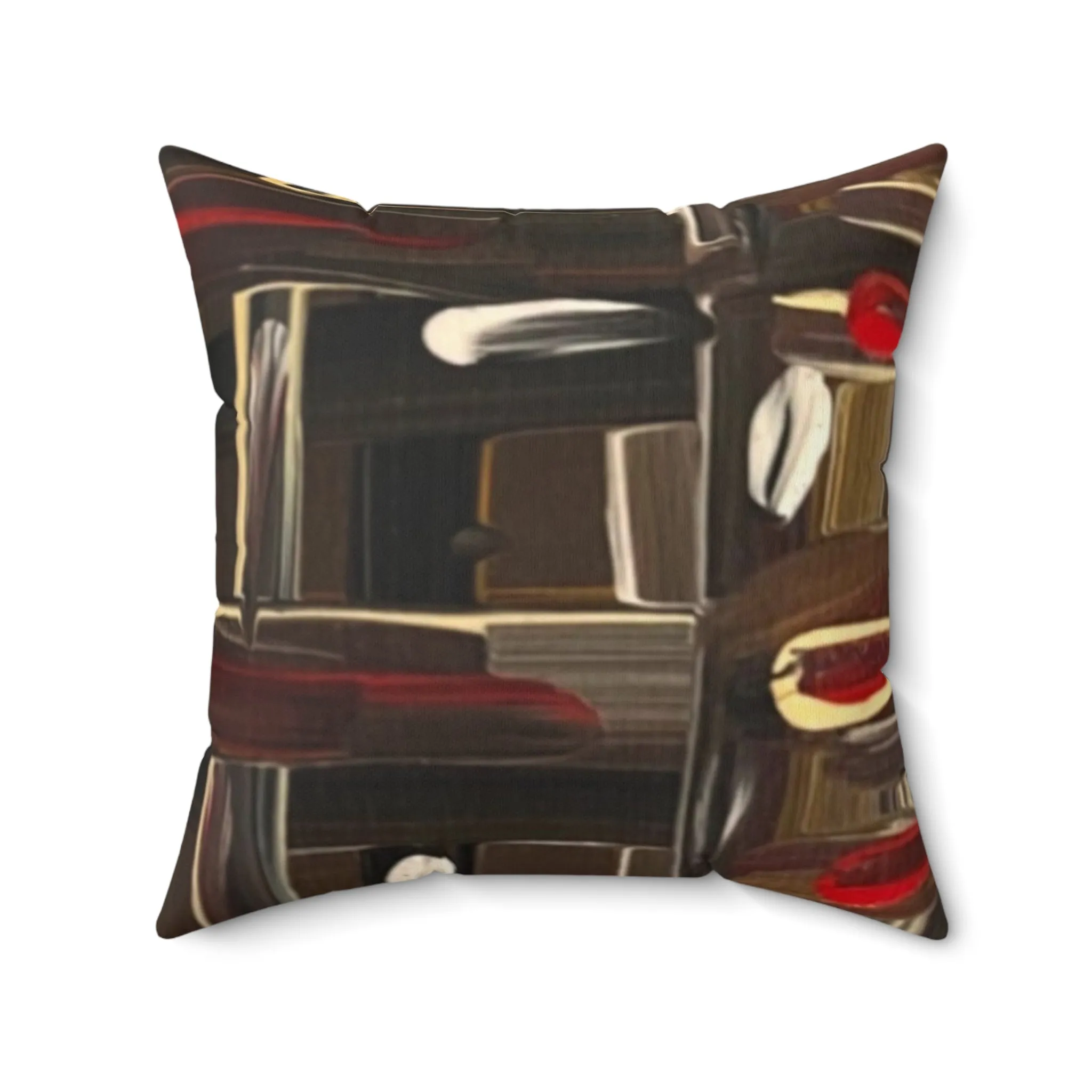 “Dark Cocoa Brushstrokes” Spun Polyester Square Pillow