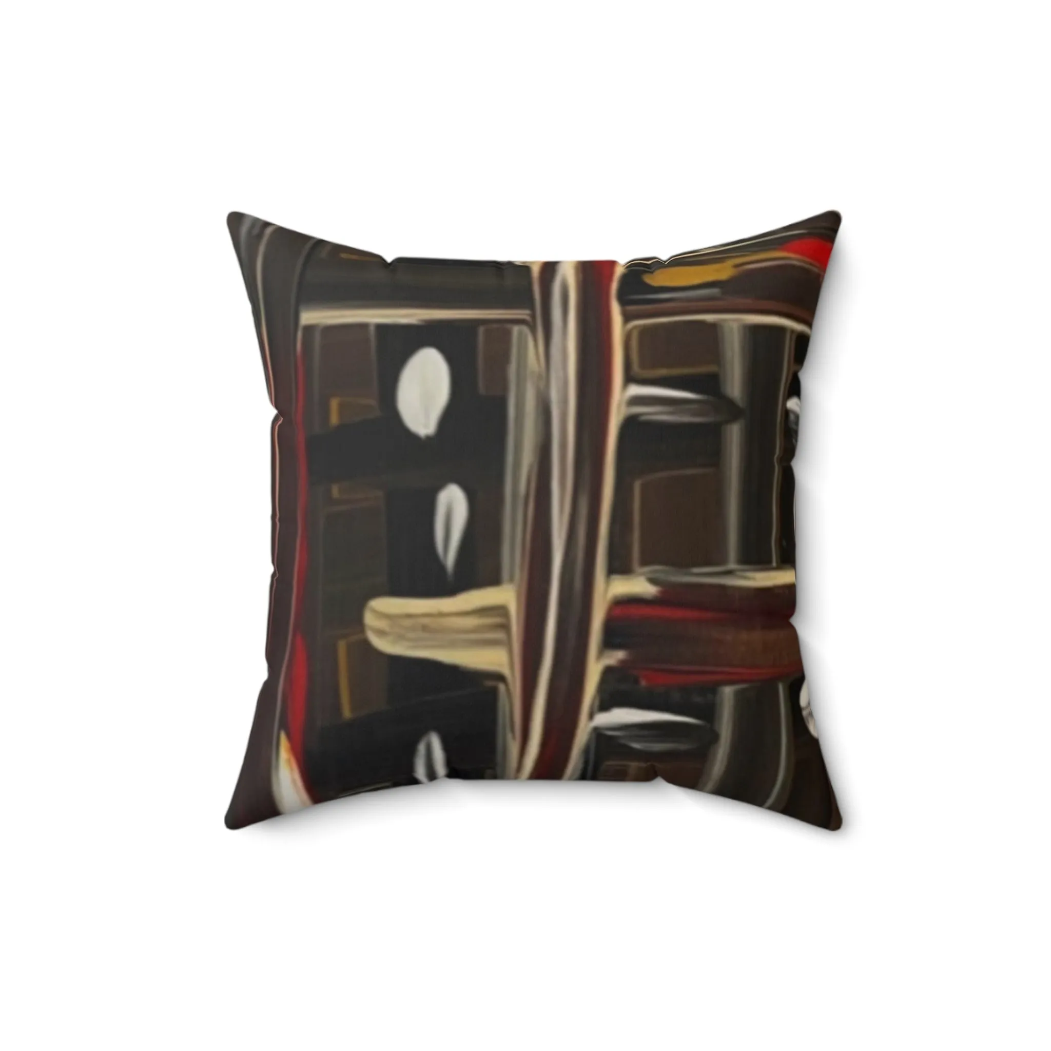 “Dark Cocoa Brushstrokes” Spun Polyester Square Pillow