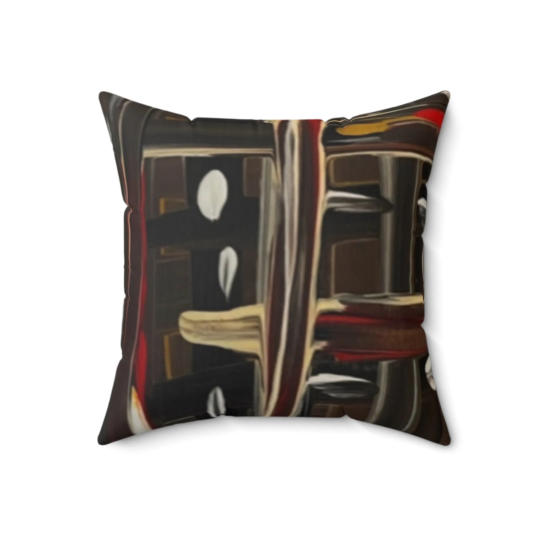 “Dark Cocoa Brushstrokes” Spun Polyester Square Pillow