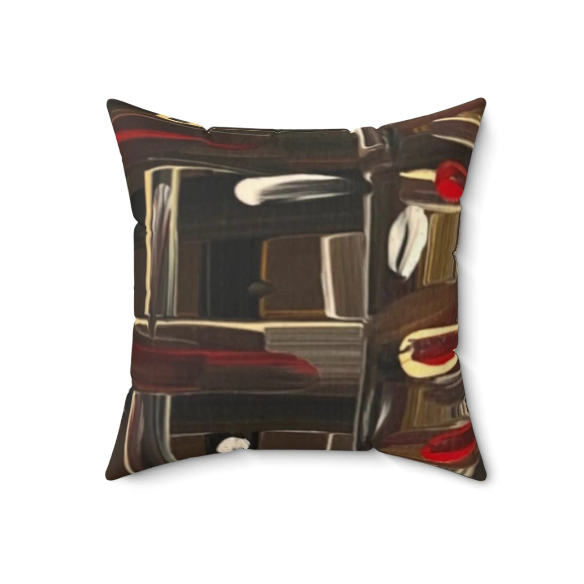 “Dark Cocoa Brushstrokes” Spun Polyester Square Pillow