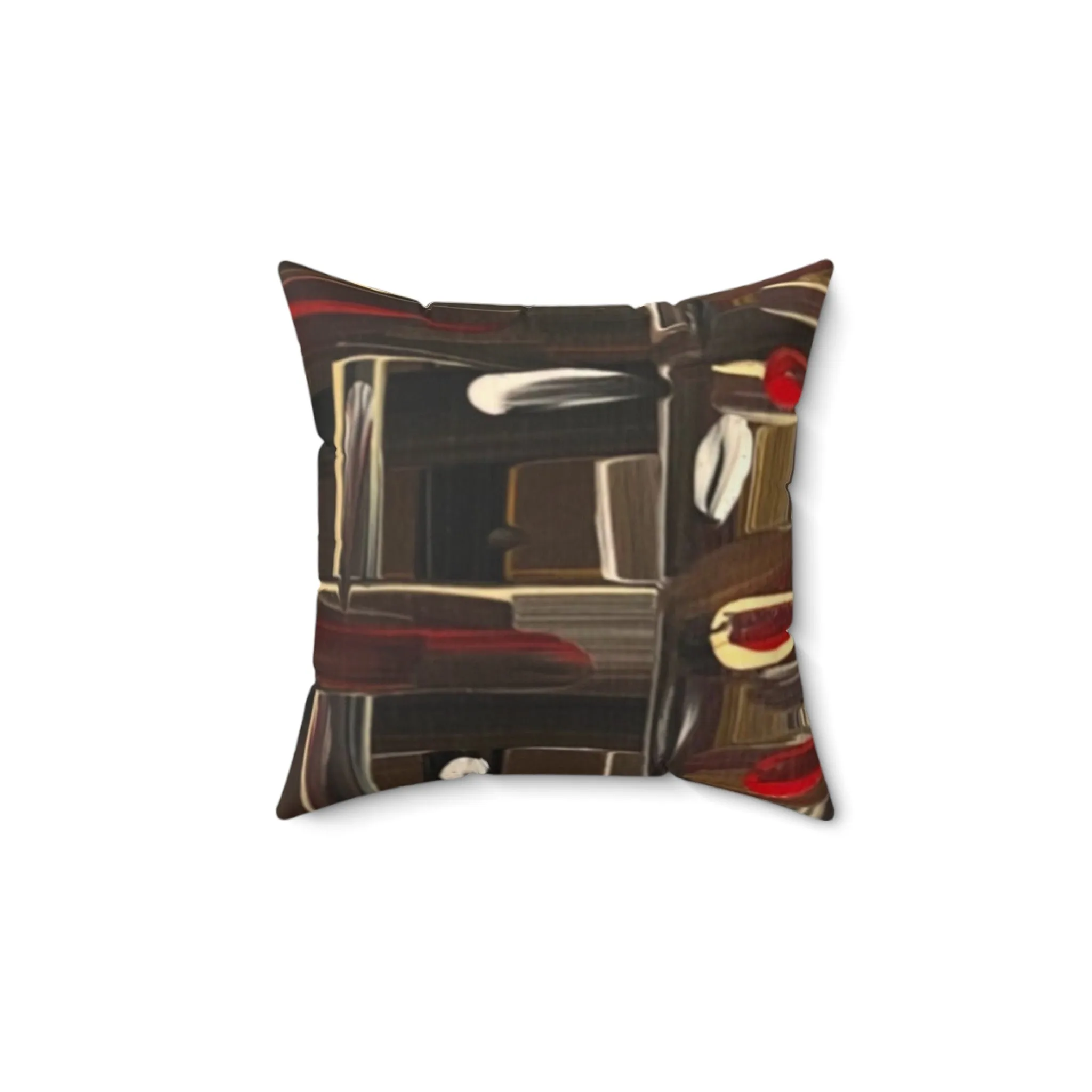 “Dark Cocoa Brushstrokes” Spun Polyester Square Pillow