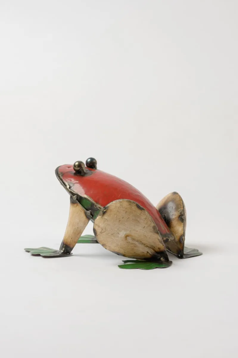 De kulture handcrafted recycled iron small frog decorative collectible figurine showpiece beautify home office holiday décor| ideal for garden balcony terrace decoration, 6.3x4.8x3.9 (LWH) inches