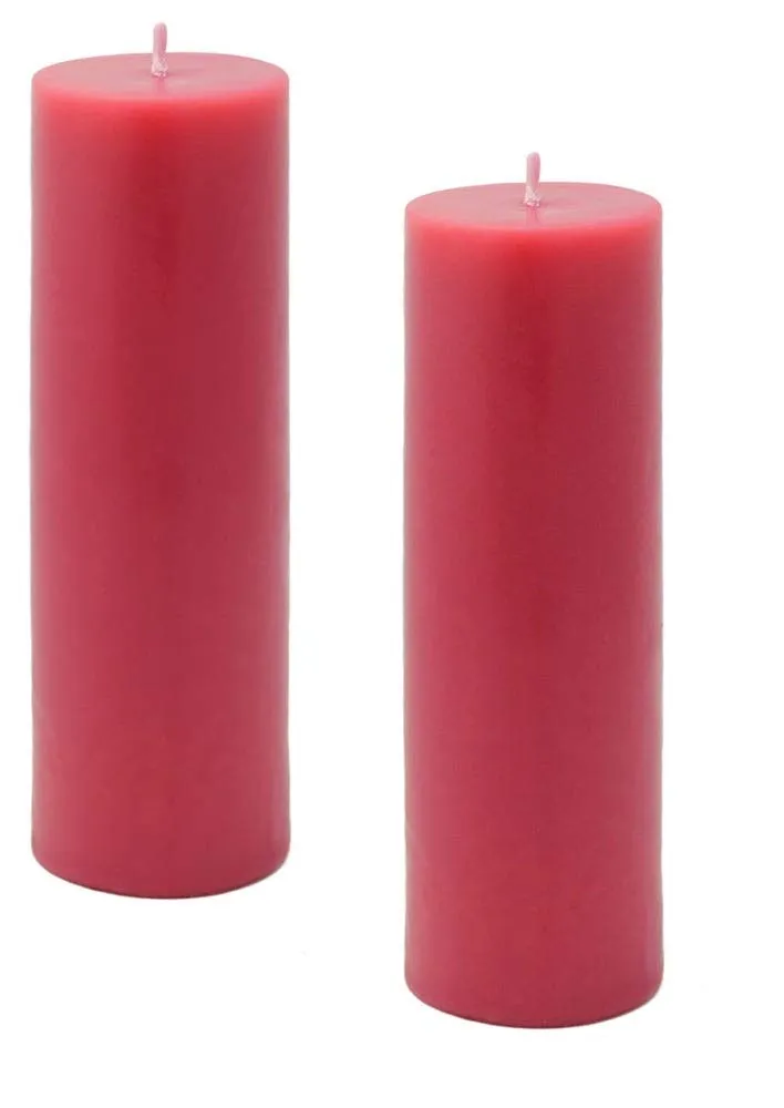 DELHI CANDLES Smokeless 2"x 8" Pillar Candles Red Unscented Set of 2 (Red)