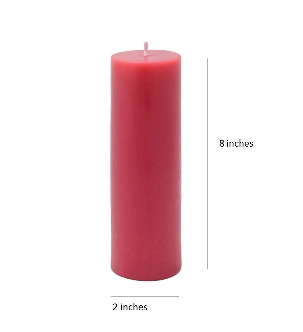 DELHI CANDLES Smokeless 2"x 8" Pillar Candles Red Unscented Set of 2 (Red)