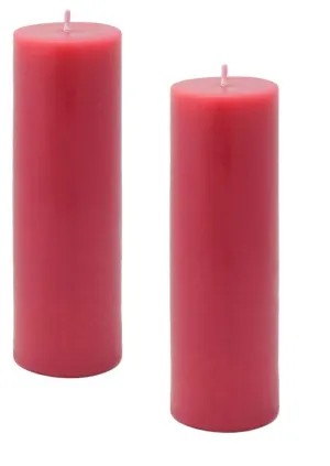 DELHI CANDLES Smokeless 2"x 8" Pillar Candles Red Unscented Set of 2 (Red)