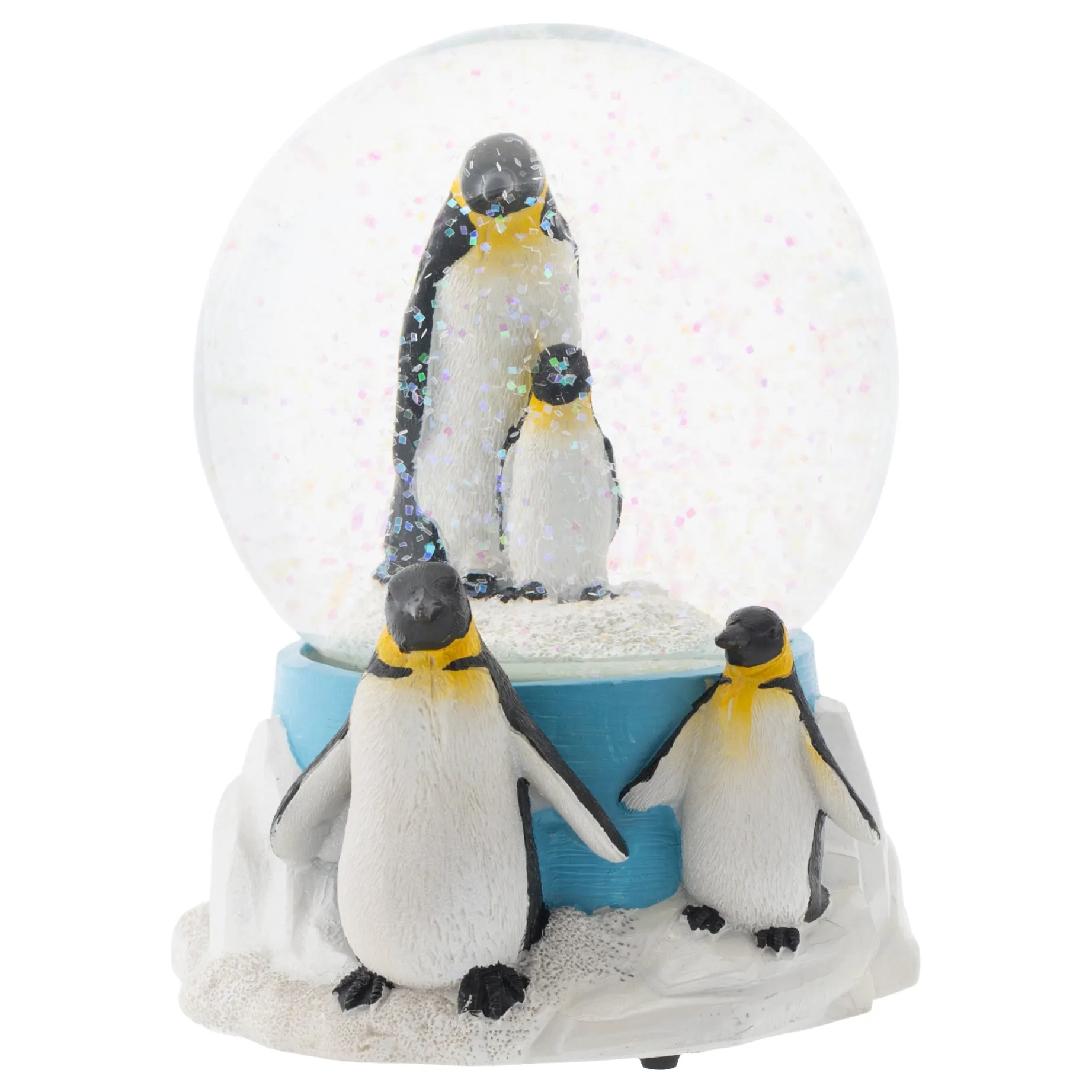 Elanze Designs King Penguin Family 100MM Musical Snow Globe Plays Tune Wonderful World