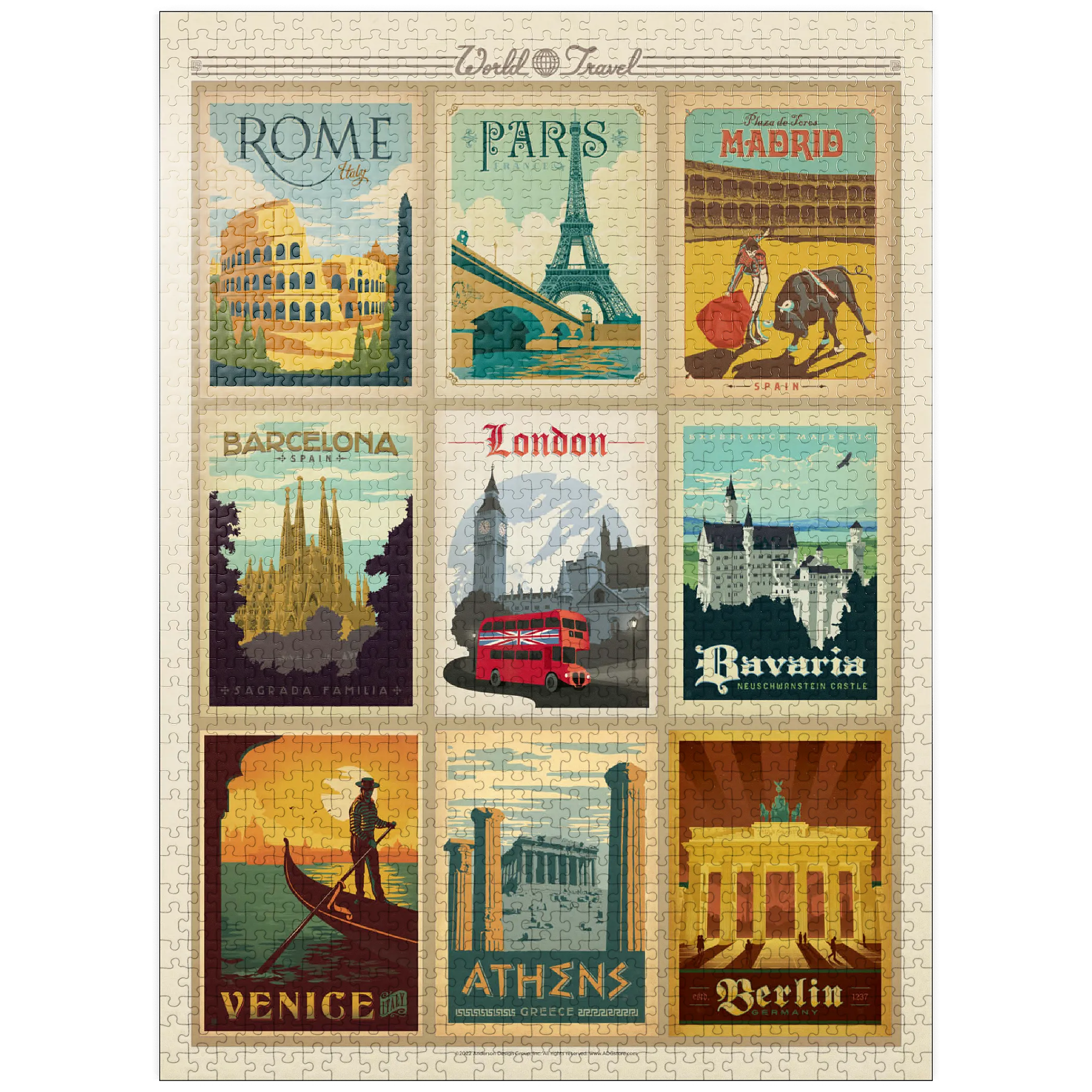 Europe Travel, Collage, Vintage poster