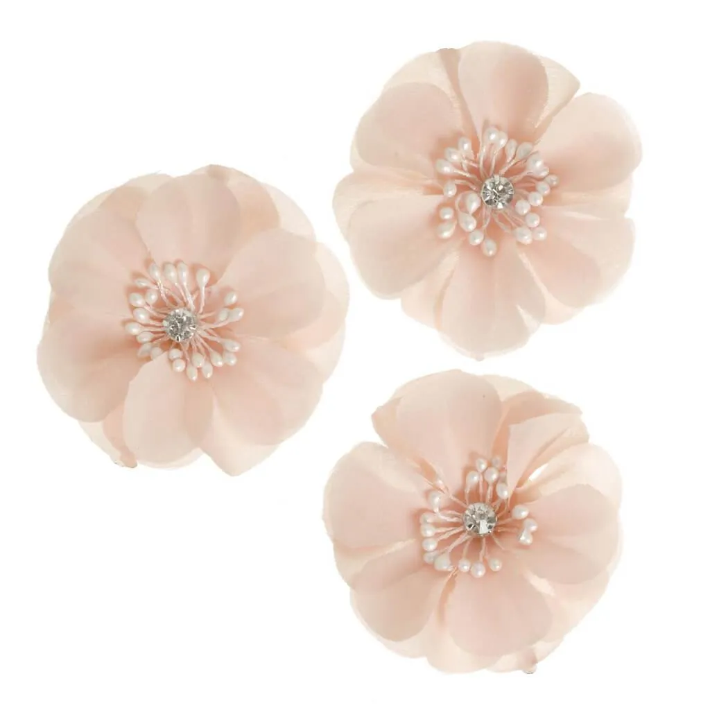 Floral Embellishment: Coral, 2.25 Inches, 3 Pieces