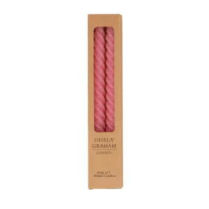 Gisela Graham Pack of 2  Pastel Pink Twist Taper Candle