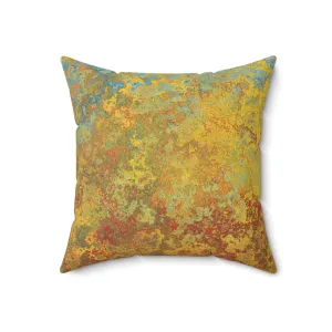 Gold and blue spots - Inovax Spun Polyester Square Pillow