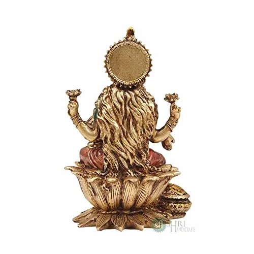 Indicast Cold Cast Resin Laxmi Showpiece for Puja Room and Temple Antique Decor(7 Inches, Metal Finish) Copper