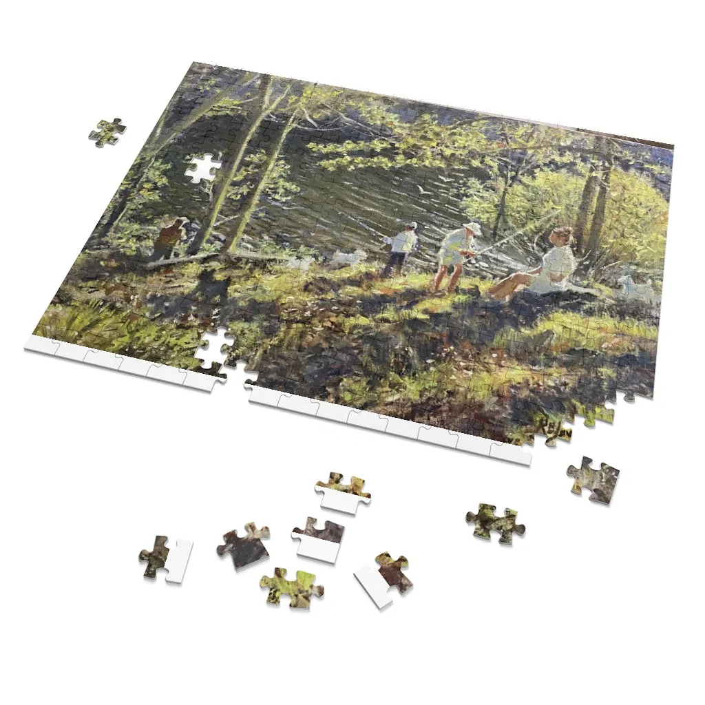 Jigsaw Puzzle (252, 500, 1000-Piece) showing 'Fishing Party at the Artichoke' by Richard Burke Jones