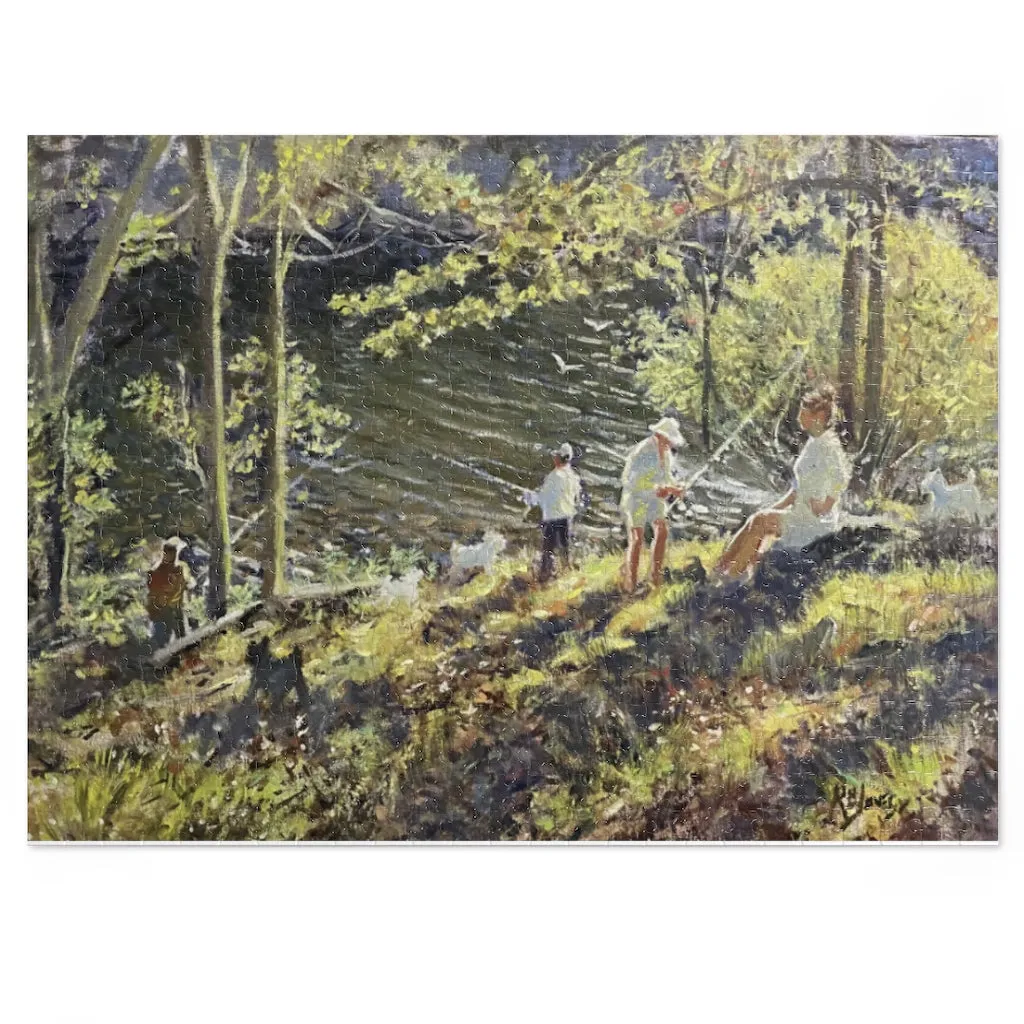 Jigsaw Puzzle (252, 500, 1000-Piece) showing 'Fishing Party at the Artichoke' by Richard Burke Jones