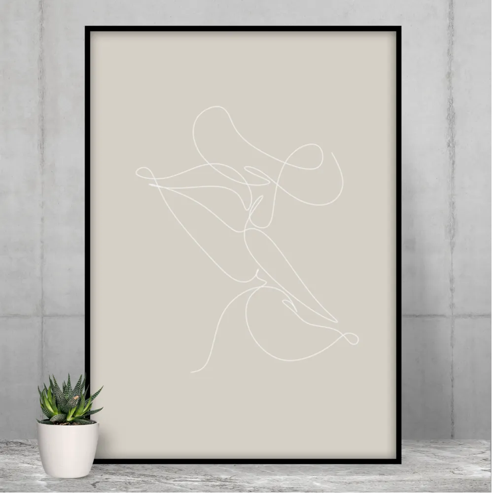 Kissing Outline Abstract Art Poster