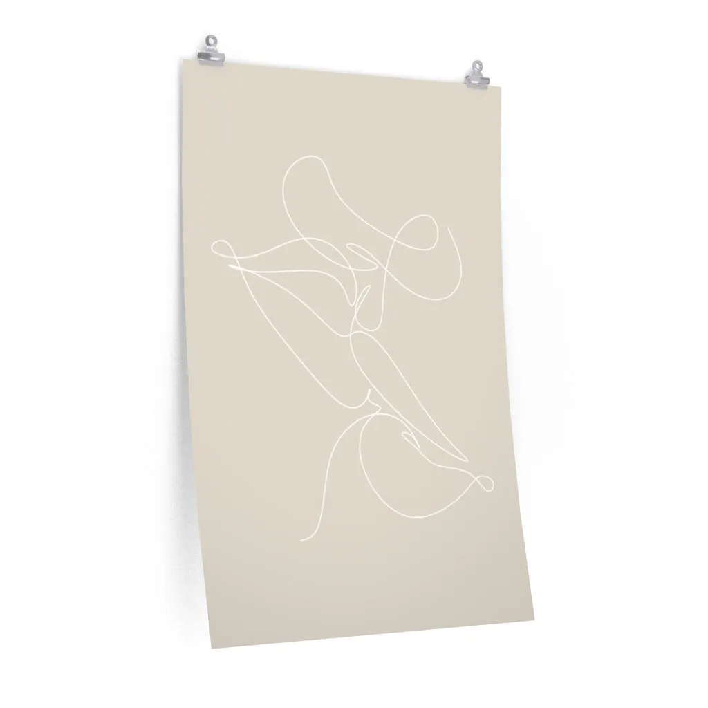 Kissing Outline Abstract Art Poster