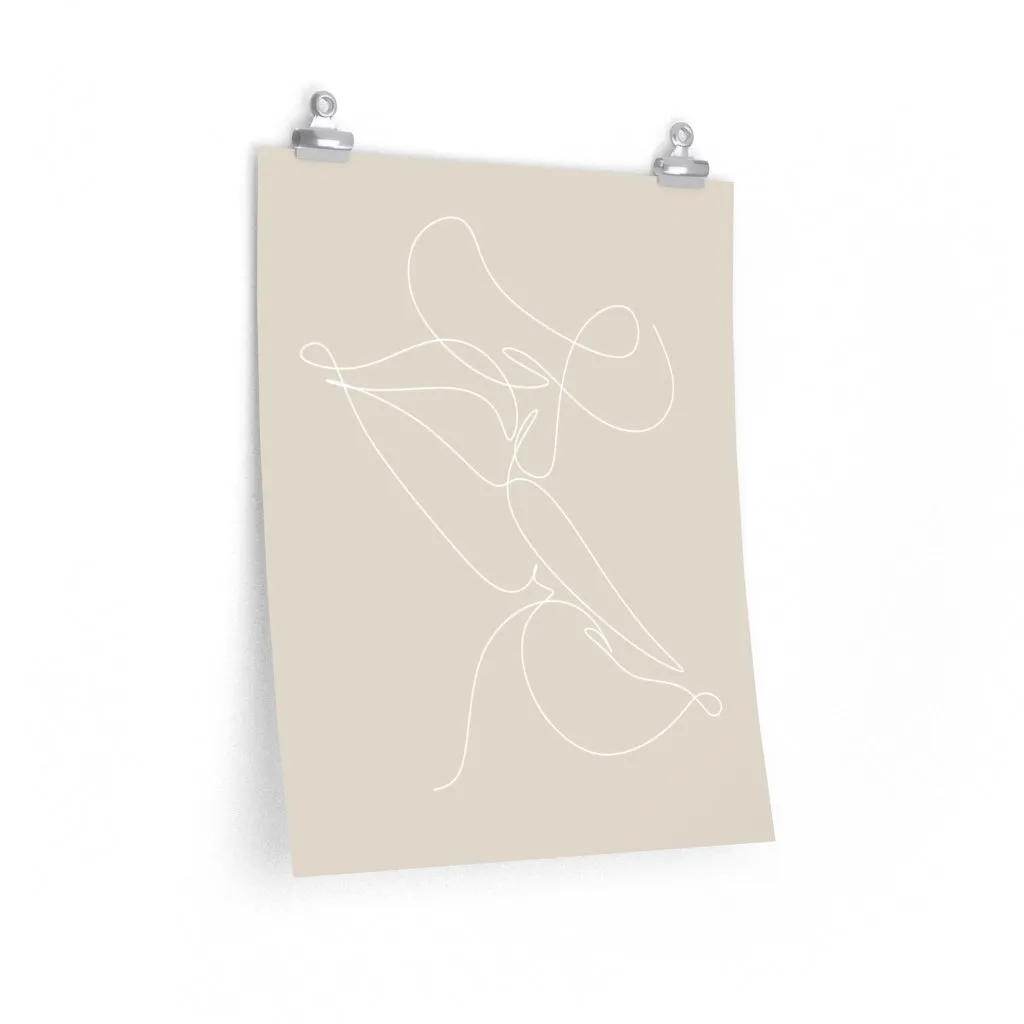 Kissing Outline Abstract Art Poster