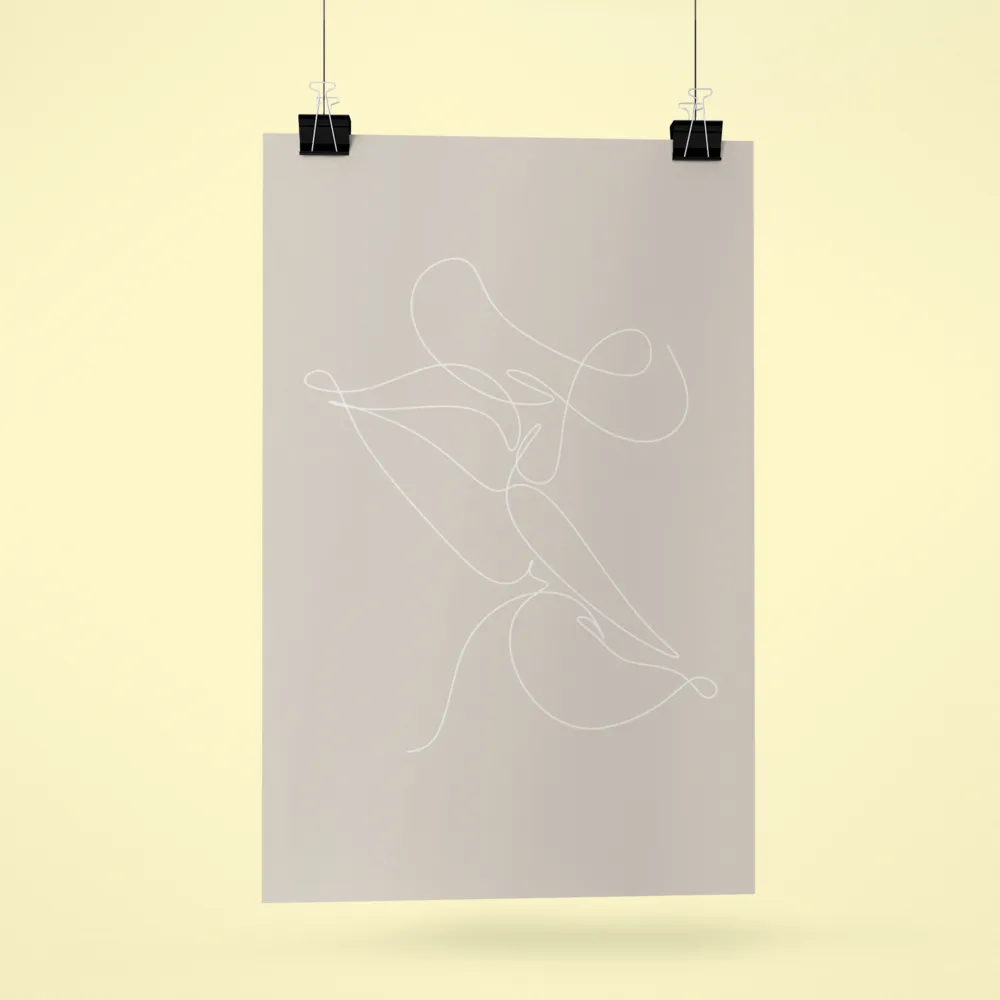 Kissing Outline Abstract Art Poster