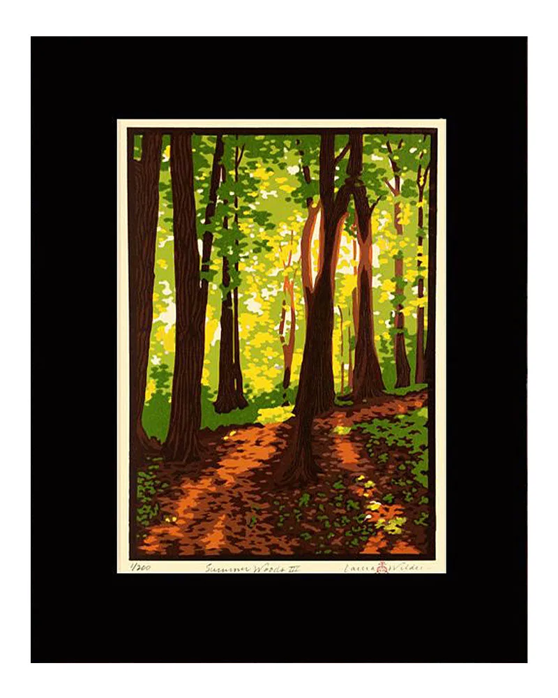 Laura Wilder Summer Woods III Limited Edition Matted Block Print