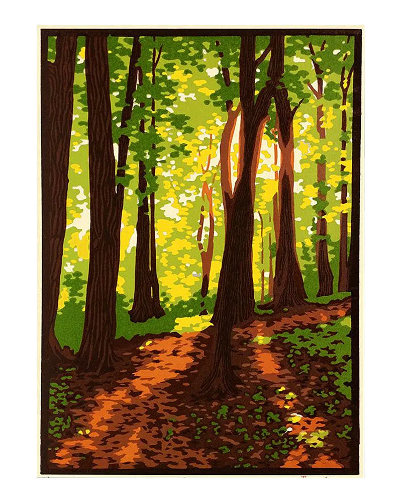 Laura Wilder Summer Woods III Limited Edition Matted Block Print