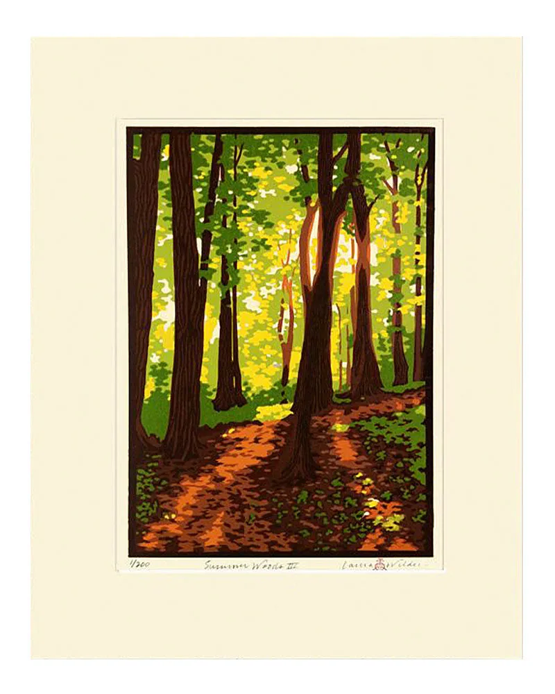 Laura Wilder Summer Woods III Limited Edition Matted Block Print