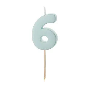 Light Blue Number 6 candle