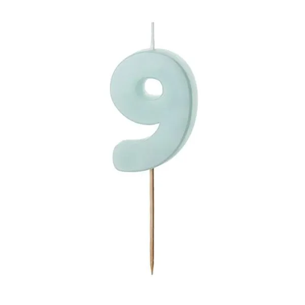 Light Blue Number 9 candle