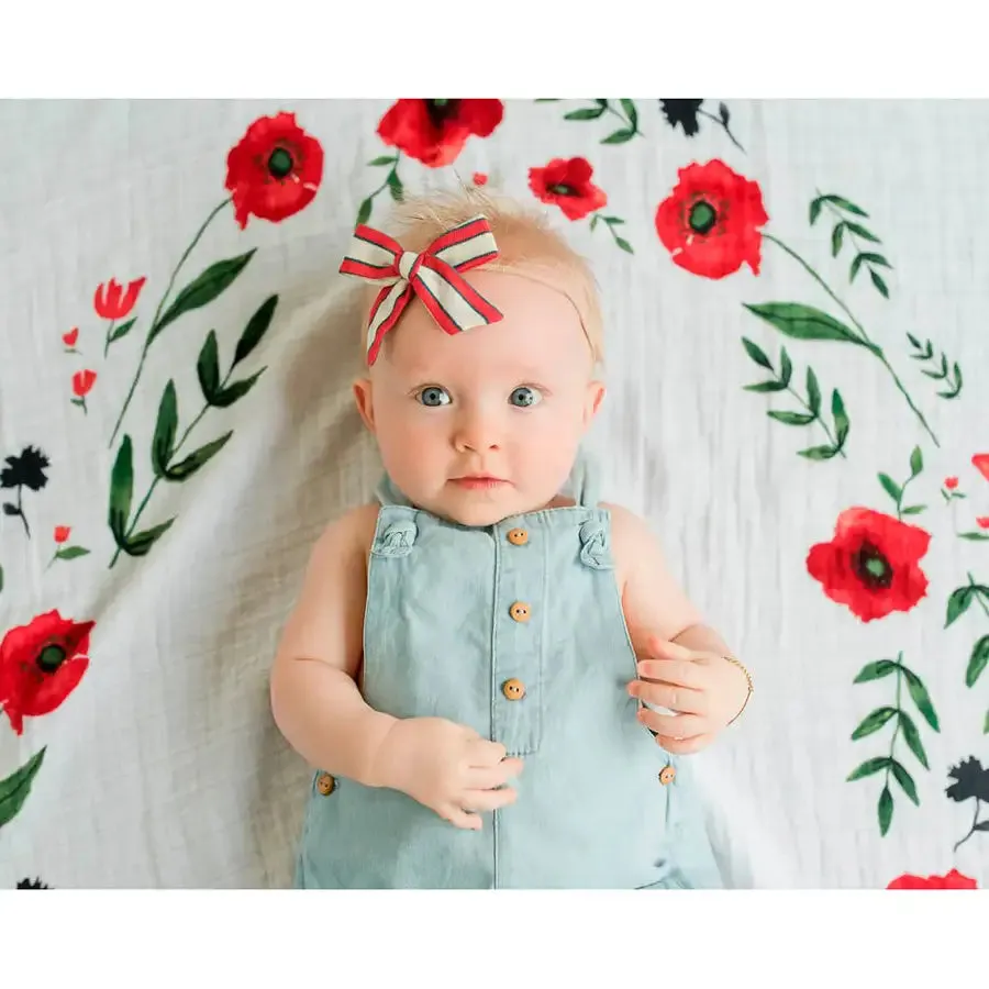 Little Unicorn Photo Blanket & Milestone Set - Summer Poppy