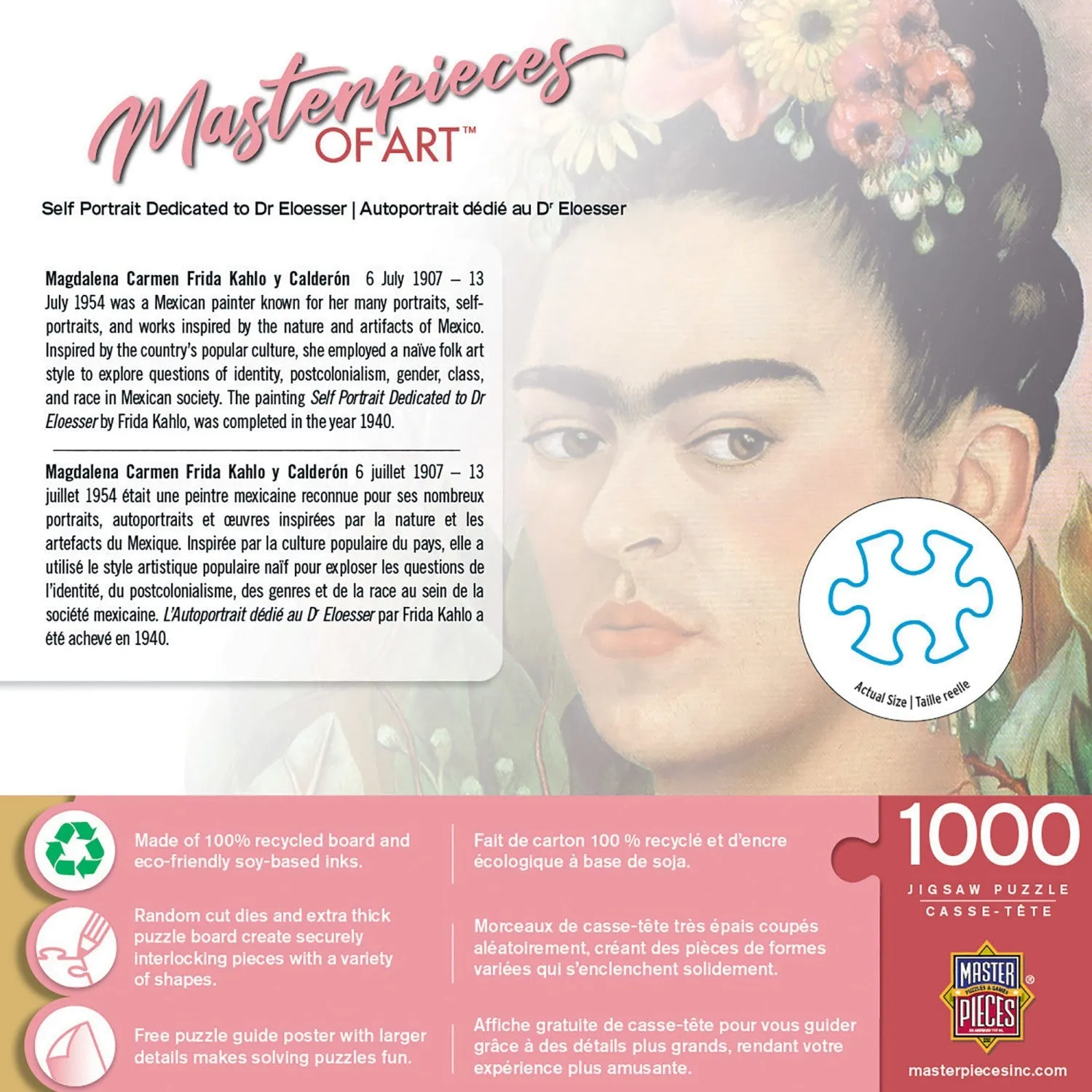 MasterPieces of Art - Frida Kahlo Self Portrait 1000 Piece Jigsaw Puzzle