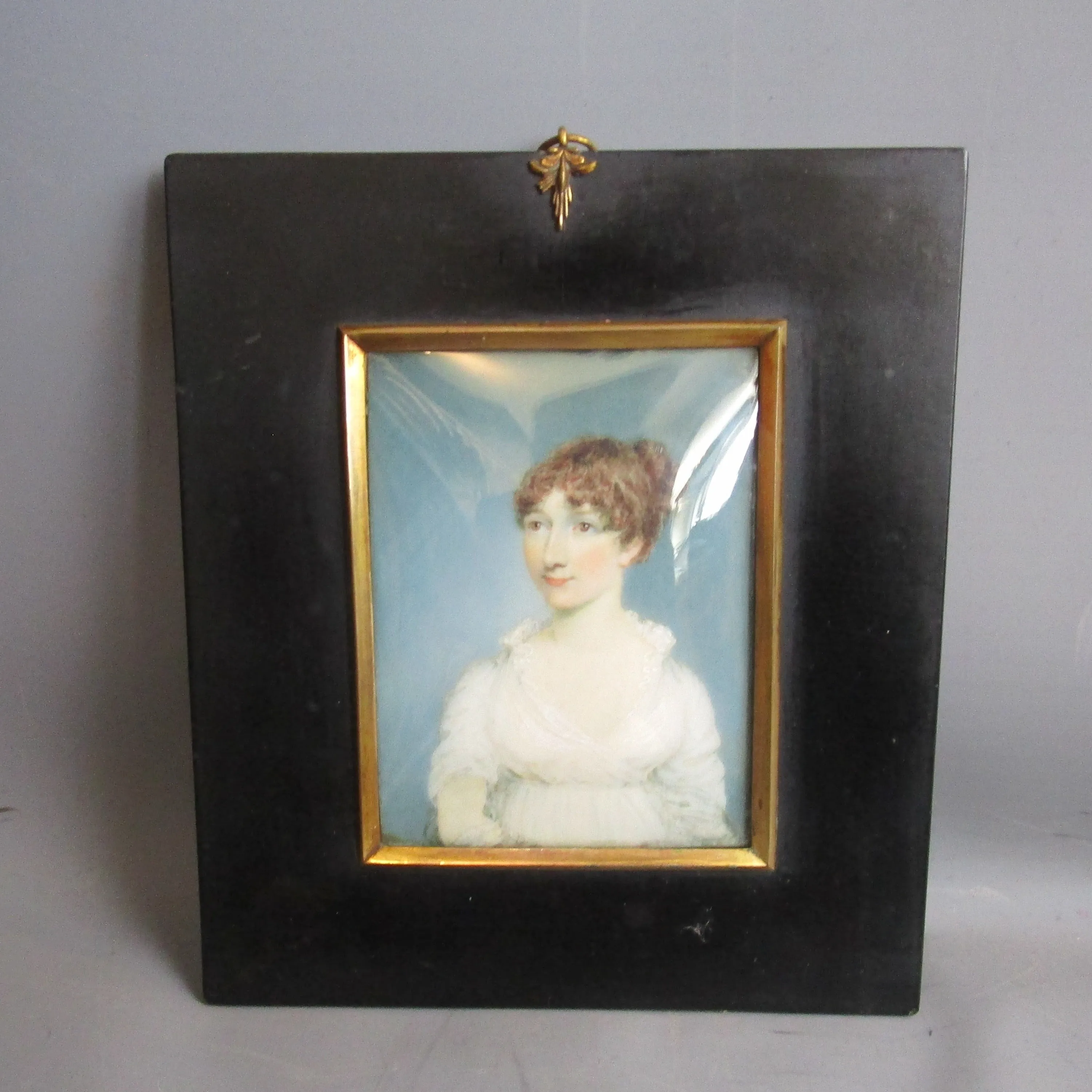 Miniature Watercolour Of A Lady Antique Georgian c1800