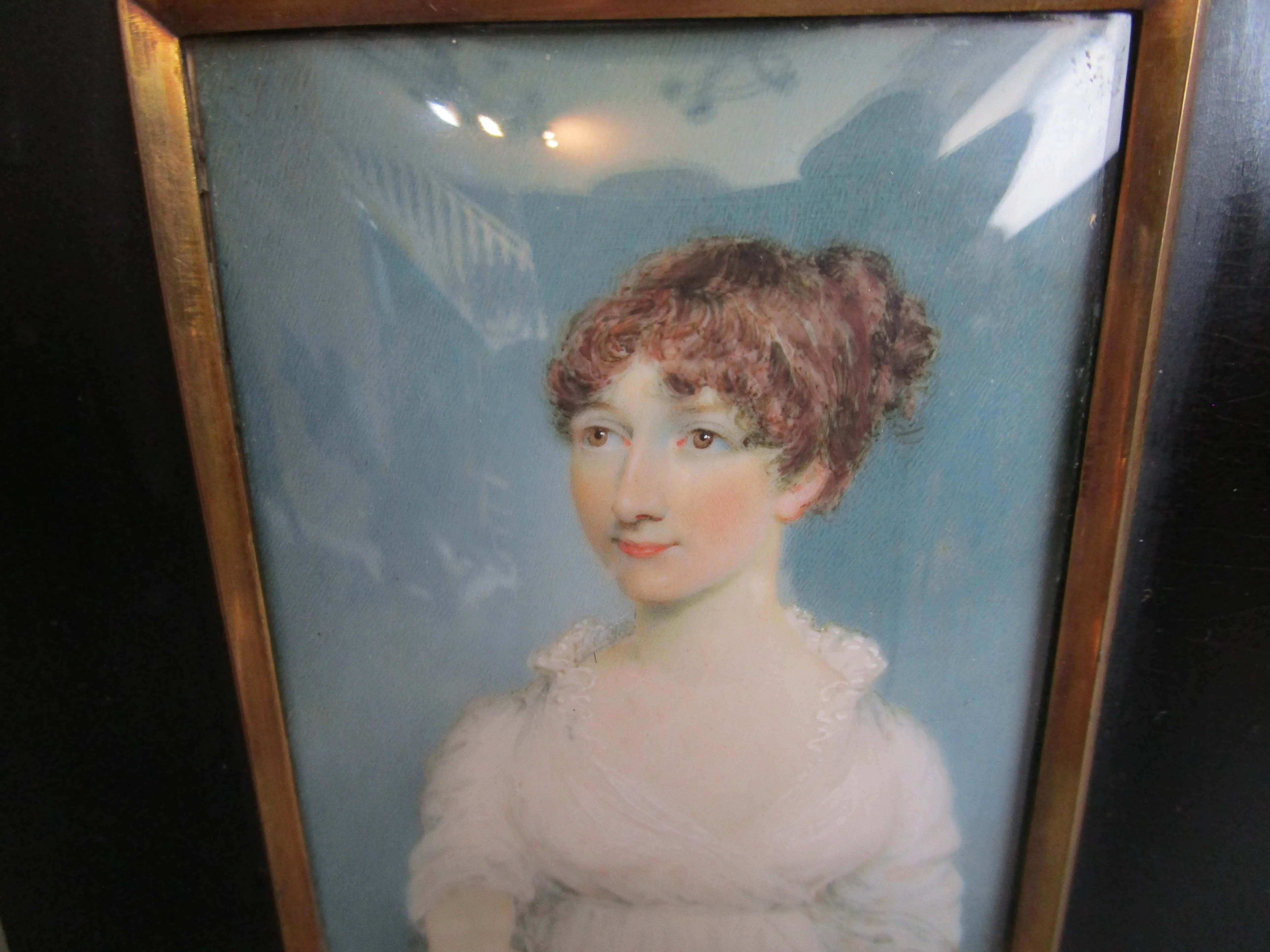 Miniature Watercolour Of A Lady Antique Georgian c1800