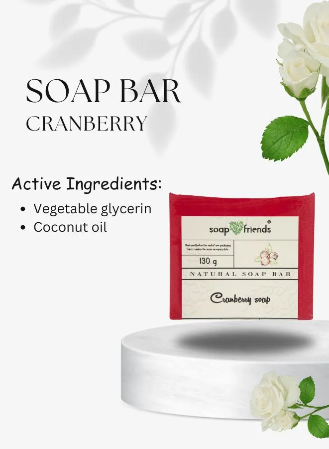 Natural Cranberry 130g Soap Bar for Daily Moisture and Delicate Cleansing | Soap&Friends