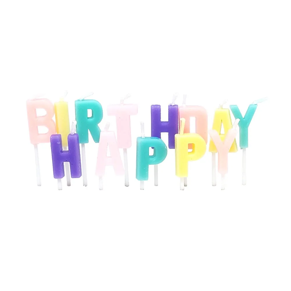 Pastel Happy Birthday Letter Candles - 13 Pkt